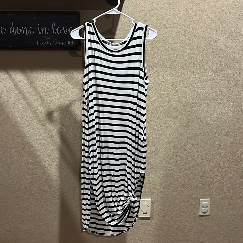 Below the knee black and white dress